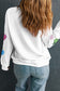 White Colorful Pumpkin Sequin Patched Drop Shoulder Sweatshirt
