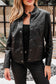 Black Faux Leather Buttoned Front Boxy Jacket