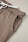 Dark Brown Drawstring Elastic Waistband Pocketed Joggers