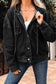 Black Big Chest Pocket Drop Shoulder Hooded Denim Jacket