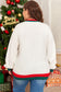 White Tinsel holly jolly Pattern Colorblock Edge Drop Shoulder Plus Size Sweater