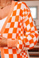 Orange Checkered Open Front Drop Shoulder Cardigan