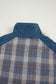 Gray Plaid Corduroy Patchwork Collared Zip Up Snap Button Jacket