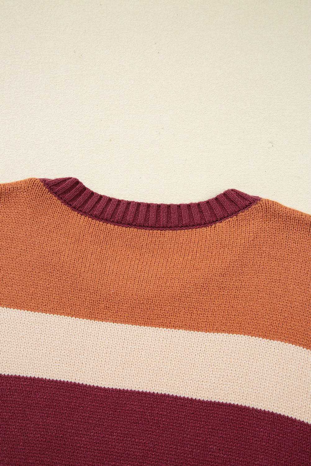 Brown Checkered Color Block Knitted Drop Shoulder Sweater