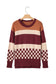 Brown Checkered Color Block Knitted Drop Shoulder Sweater