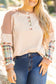Parchment Plus Size Plaid Patchwork Layered Henley Top