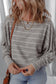 Gray Stripe Dolman Sleeve Drop Shoulder Top