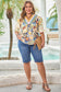 Multicolour Plus Size Floral Print Woven V Neck Half Sleeve Blouse