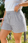 Gray Checkerboard Lace-Up High Waist Plus Size Casual Shorts
